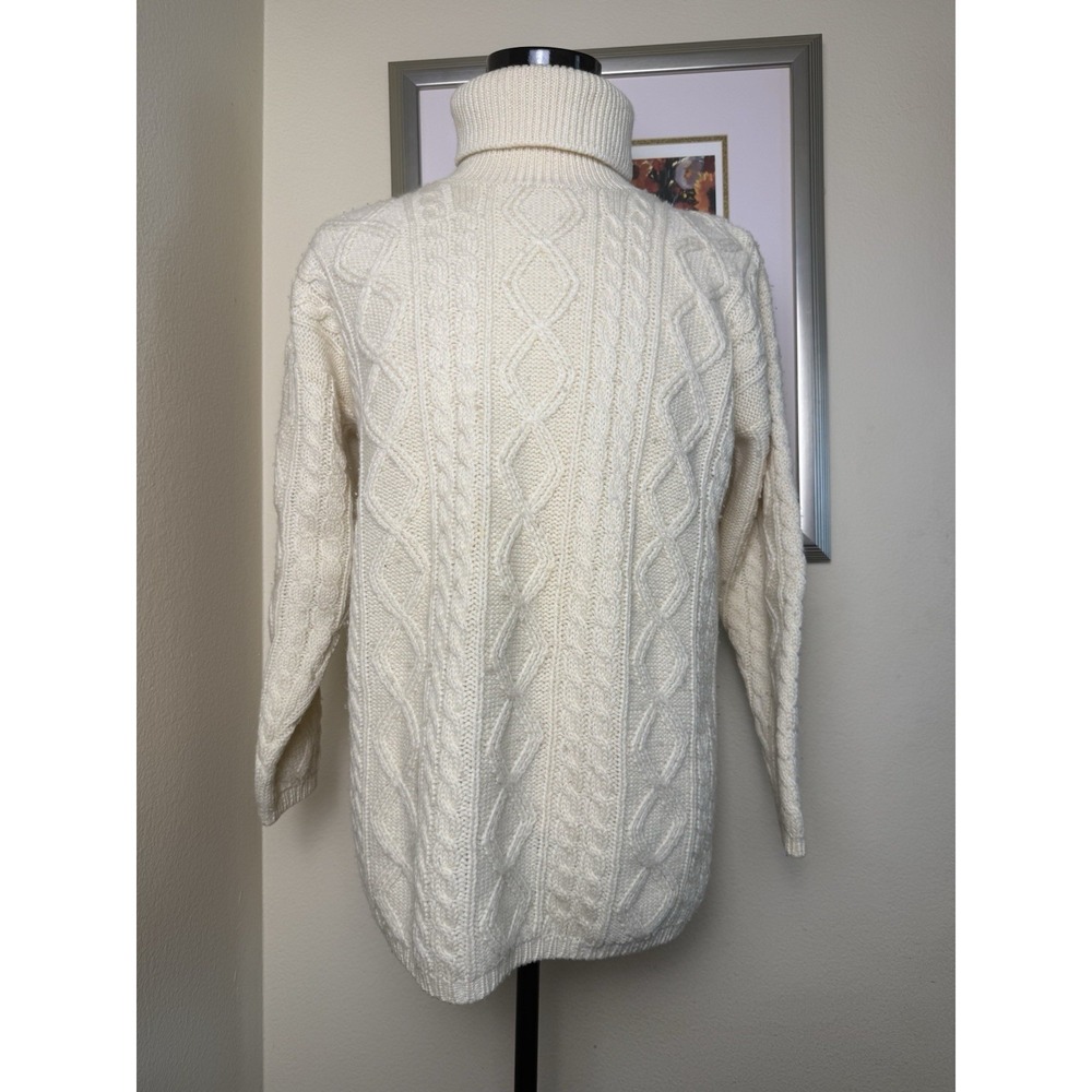 Vintage‎ 80's Charter Club Sweater Wool Cable Knit Fisherman | Cream | Medium
